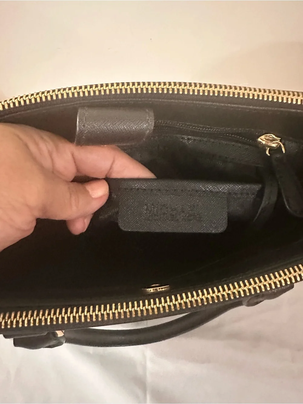 Michael Kors Black Leather Top-Handle Satchel with Gold Hardware